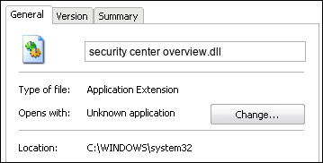 security center overview.dll properties